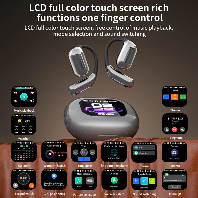 SoundMax AI Translation Touchscreen Bluetooth Sport Earbuds – Waterproof & Wireless